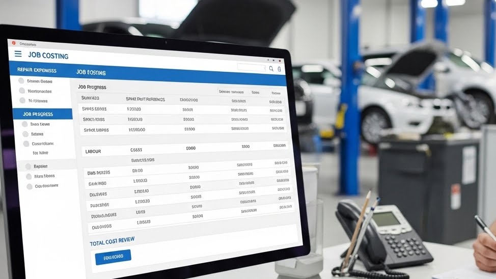 Workshop System customer and vehicle record screenshot